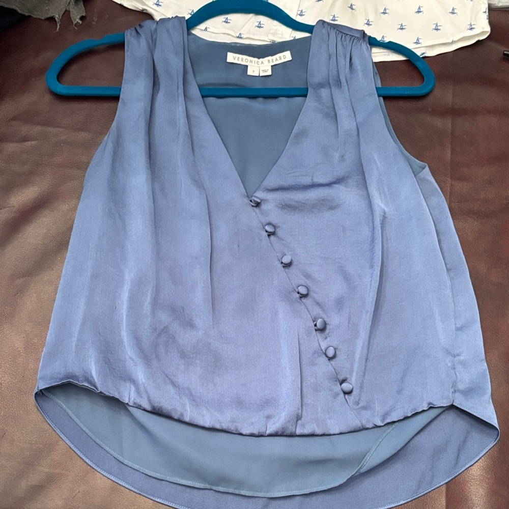 Veronica Beard Navy Sleeveless Blouse